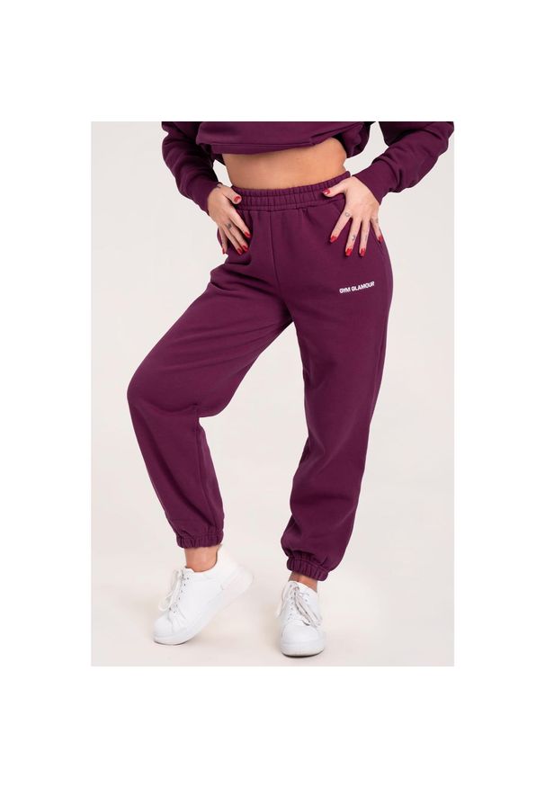 GYM GLAMOUR - Spodnie fitness damskie Gym Glamour dresowe. Kolor: czerwony, brązowy, wielokolorowy. Materiał: dresówka. Sport: fitness