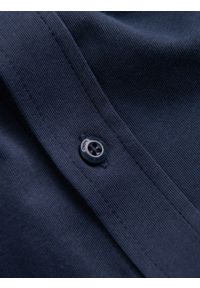 Ombre Clothing - Koszula męska bawełniana REGULAR z dzianiny single jersey - granatowa V2 OM-SHCS-0138 - XXL. Kolor: niebieski. Materiał: bawełna, dzianina, jersey. Wzór: haft, kolorowy #10