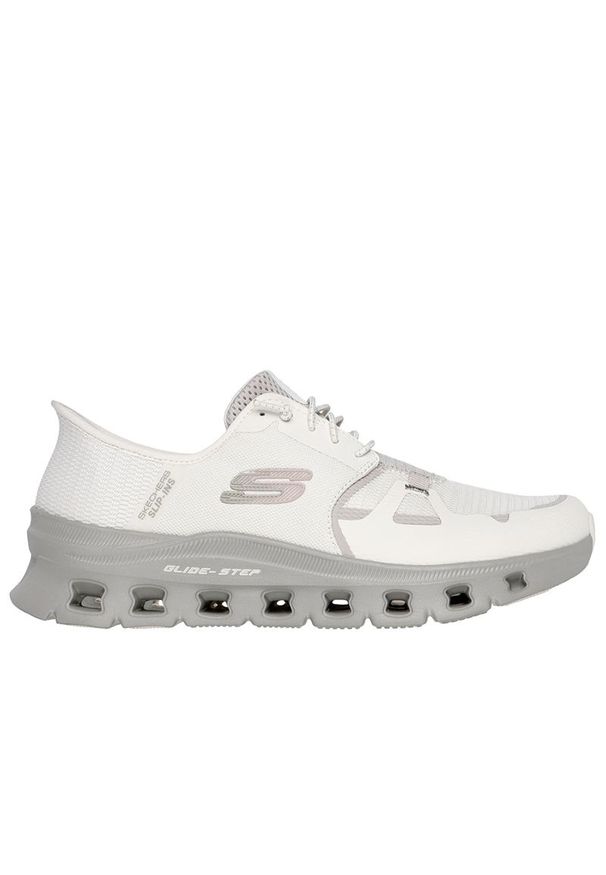 skechers - Buty męskie Skechers Slip-ins: Glide-Step Pro 232930NAT - białe. Okazja: na co dzień. Zapięcie: sznurówki. Kolor: biały. Szerokość cholewki: normalna. Wzór: aplikacja. Model: Skechers Sport