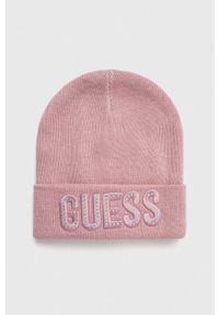 Guess czapka dziecięca kolor różowy z cienkiej dzianiny. Kolor: różowy. Materiał: dzianina #1