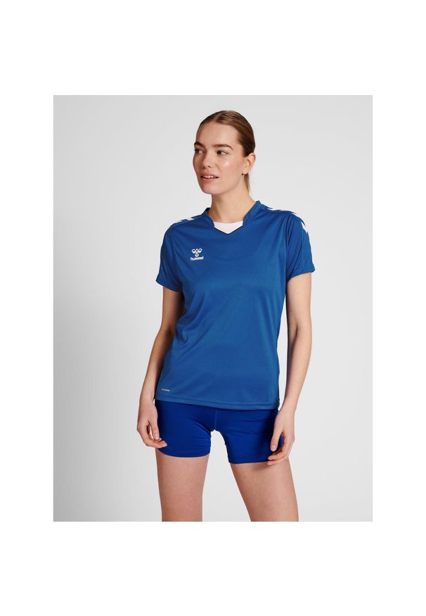 Damski poliestrowy dżersej Hummel Hmlcore XK. Kolor: niebieski. Materiał: poliester, jersey. Wzór: jodełka. Sport: piłka ręczna