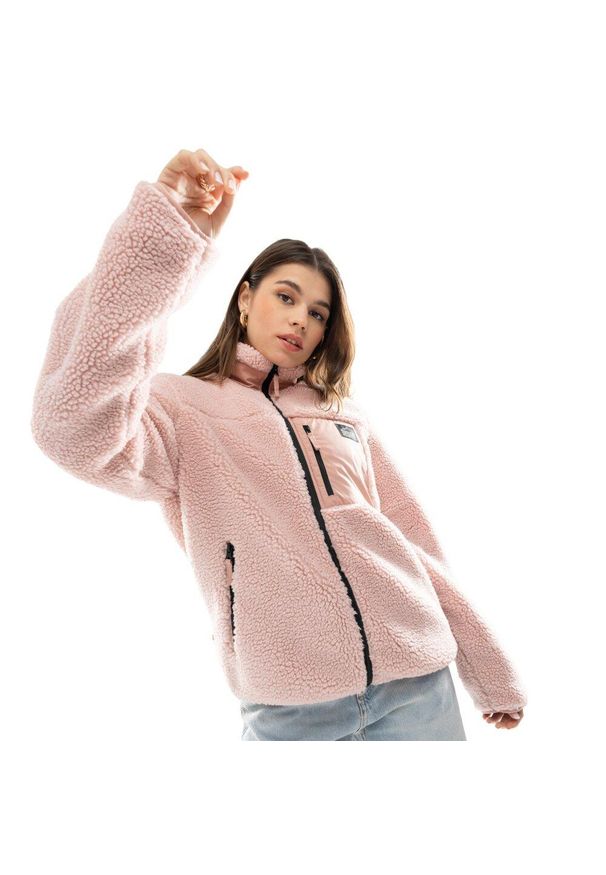 SIROKO - Kurtka polarowa lifestyle damska Sherpa Madryn-W. Kolor: różowy. Materiał: polar