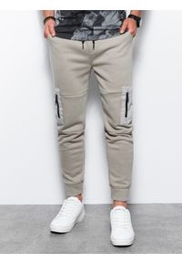 Ombre Clothing - Spodnie męskie dresowe - szare V4 P1087 - XL. Kolor: szary. Materiał: dresówka #4
