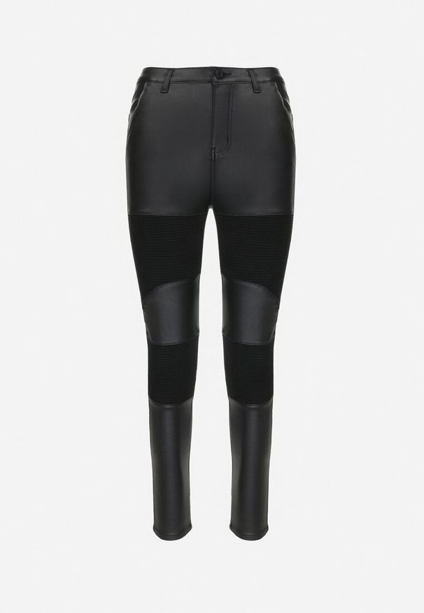 Born2be - Czarne Spodnie Skinny z Imitacji Skóry Ziga. Okazja: na co dzień. Kolor: czarny. Materiał: skóra. Sezon: zima, jesień. Styl: elegancki, casual