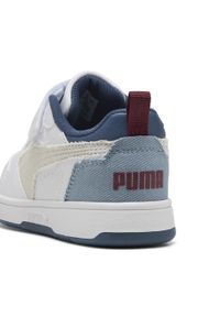 Puma - Dziecięce sneakersy Rebound V6 Lo Mid-90s PUMA White Vapor Gray Cool Blue. Okazja: na uczelnię. Kolor: szary, niebieski, wielokolorowy, biały. Sezon: lato. Sport: koszykówka, joga i pilates