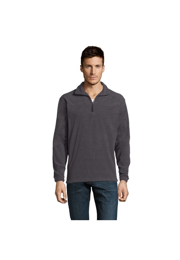SOL'S - Bluza Polarowa Unisex Dla Dorosłych Ness Half Zip. Kolor: szary, wielokolorowy, brązowy. Materiał: polar. Sezon: zima