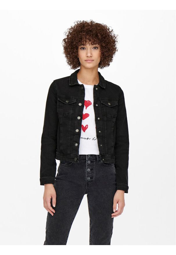 only - ONLY Kurtka jeansowa 15192447 Czarny Regular Fit. Kolor: czarny. Materiał: bawełna, jeans