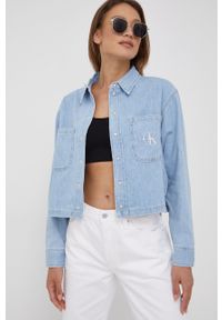Calvin Klein Jeans koszula jeansowa J20J219204.9BYY damska relaxed z kołnierzykiem klasycznym. Typ kołnierza: kołnierzyk klasyczny. Kolor: niebieski. Materiał: denim. Długość rękawa: długi rękaw. Długość: długie. Wzór: aplikacja. Styl: klasyczny #2