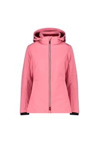 Kurtka damska turystyczna CMP 3A22226. Typ kołnierza: kaptur. Kolor: różowy. Materiał: softshell. Sport: turystyka piesza