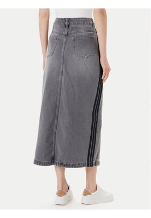 Adidas - adidas Spódnica jeansowa adicolor 3-Stripes JW2659 Szary Regular Fit. Kolor: szary. Materiał: bawełna