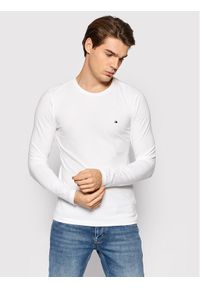 TOMMY HILFIGER - Tommy Hilfiger Longsleeve MW0MW10804 Biały Slim Fit. Kolor: biały. Materiał: bawełna. Długość rękawa: długi rękaw