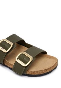 TOMMY HILFIGER - Tommy Hilfiger Klapki Leather Double Strap Cork Sandals FW0FW09118 Zielony. Kolor: zielony. Materiał: skóra #4