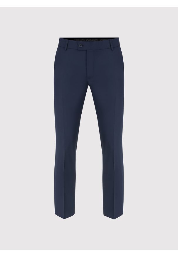 Pako Lorente - PAKO LORENTE – Granatowe spodnie garniturowe z wełną. Okazja: na spotkanie biznesowe. Kolor: niebieski. Materiał: wełna. Styl: biznesowy