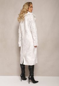 Renee - Biały Dwustronny Płaszcz z Kożuszkiem Ducta. Kolor: biały. Materiał: futro #4