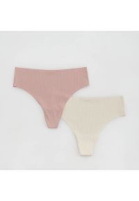 Reserved - Bezszwowe majtki typu stringi 2 pack - Różowy. Kolor: różowy