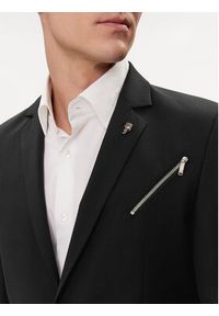 Karl Lagerfeld - KARL LAGERFELD Marynarka 155233 542083 Czarny Slim Fit. Typ kołnierza: dekolt w karo. Kolor: czarny. Materiał: wełna