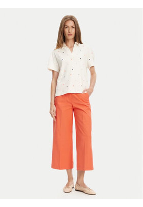United Colors of Benetton - United Colors Of Benetton Spodnie materiałowe 42A8DF08R Pomarańczowy Wide Leg. Kolor: pomarańczowy. Materiał: bawełna