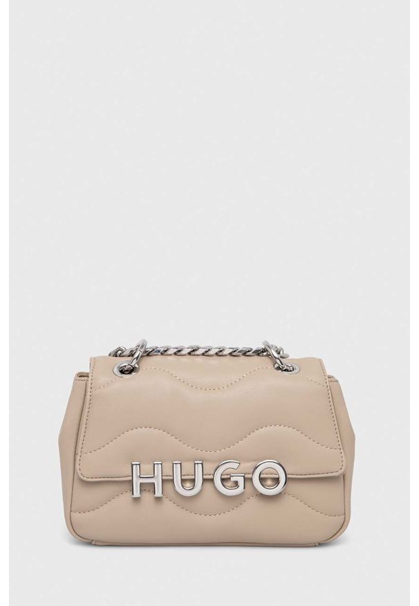 Hugo - HUGO torebka kolor beżowy. Kolor: beżowy. Materiał: pikowane. Rodzaj torebki: na ramię