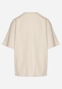 Born2be - Jasnobeżowy Bawełniany Klasyczny T-shirt Merovira. Okazja: na co dzień, na spacer. Kolor: beżowy. Materiał: bawełna. Styl: klasyczny #6