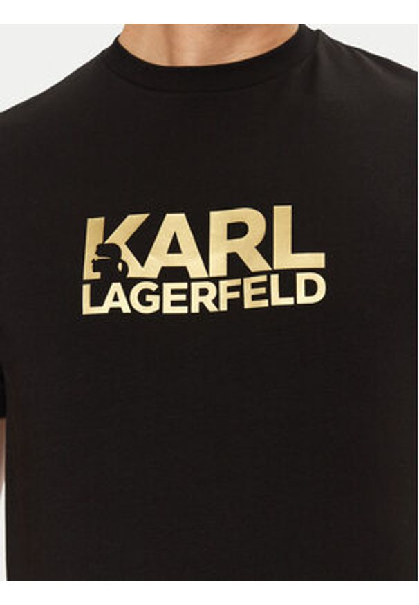 Karl Lagerfeld - KARL LAGERFELD T-Shirt 755087 551235 Czarny Regular Fit. Typ kołnierza: dekolt w karo. Kolor: czarny. Materiał: bawełna