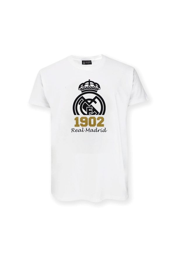 Real Madrid - Real Madryt 1902 - biała koszulka z herbem - M. Kolor: wielokolorowy. Sport: piłka nożna