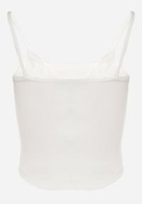 Born2be - Biały Top na Regulowanych Ramiączkach Deviosa. Okazja: na co dzień. Kolor: biały. Materiał: materiał. Długość rękawa: na ramiączkach. Styl: klasyczny, elegancki, casual #6