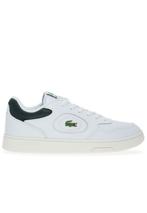 Buty Lacoste Lineset 746SMA0045-1R5 - białe. Okazja: na co dzień. Zapięcie: sznurówki. Kolor: biały. Materiał: guma, skóra. Szerokość cholewki: normalna. Wzór: aplikacja