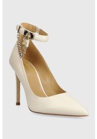 MICHAEL Michael Kors szpilki skórzane Hamilton kolor beżowy 40F3HAHP1L. Kolor: beżowy. Materiał: skóra. Obcas: na szpilce. Wysokość obcasa: średni #3