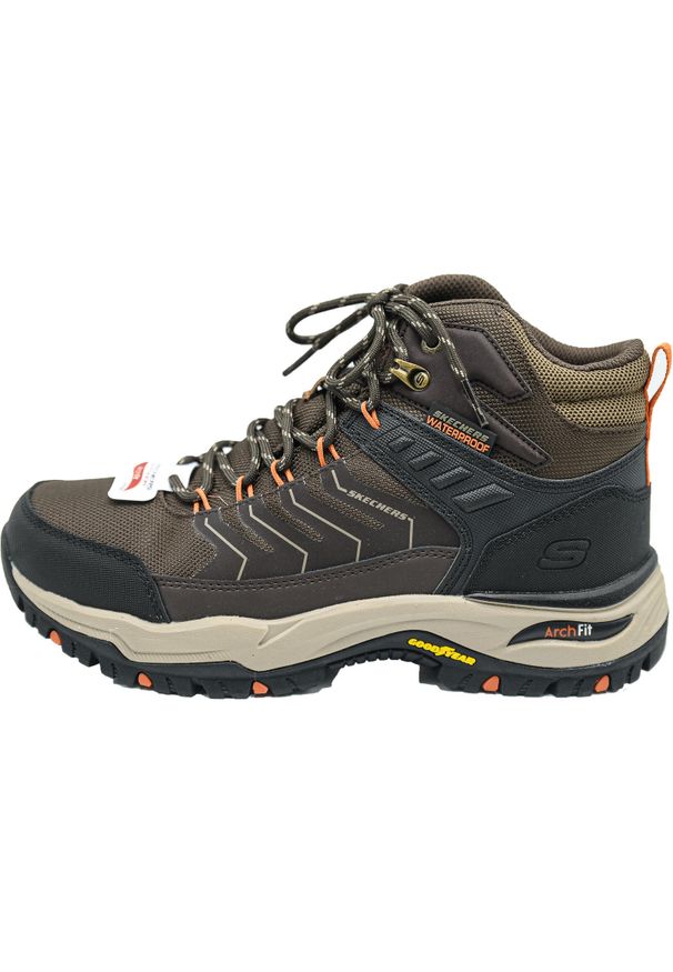 skechers - Buty trekkingowe męskie Skechers 204634BRN. Wysokość cholewki: za kostkę. Zapięcie: sznurówki. Kolor: brązowy. Materiał: materiał. Szerokość cholewki: normalna