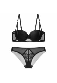 Intica - Komplet bielizny z subtelnymi zdobieniami na specjalne okazje Suphiye. Kolor: czarny. Materiał: materiał. Wzór: aplikacja