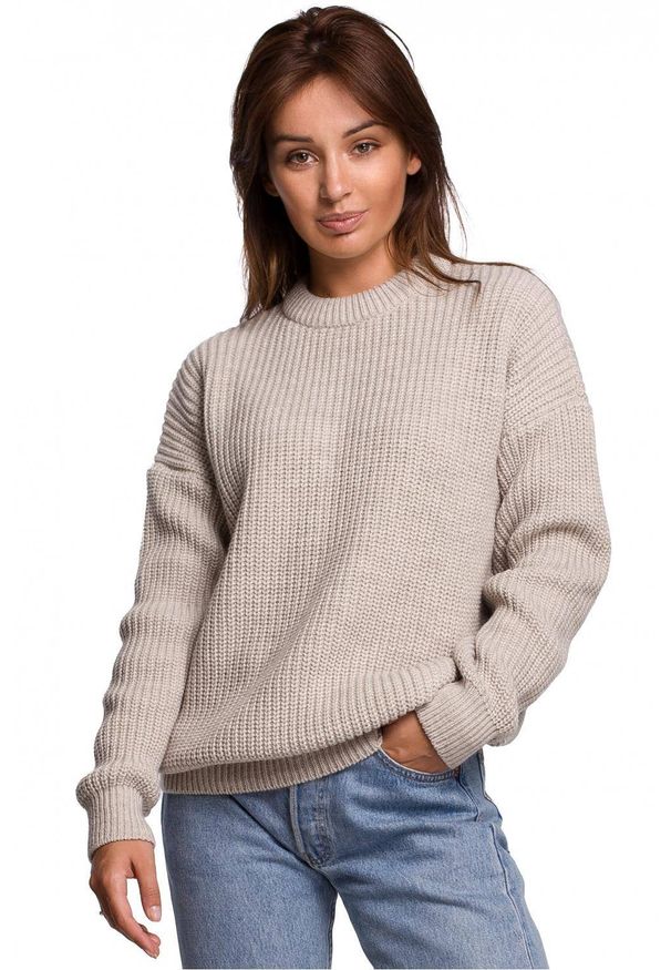 BE Knit - Sweter z grubą przędzą o łańcuszkowym splocie. Materiał: akryl, poliamid, wełna, prążkowany. Długość rękawa: długi rękaw. Długość: długie. Wzór: ze splotem. Styl: klasyczny