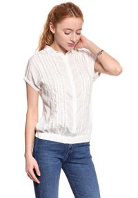 Wrangler - DAMSKA KOSZULA WRANGLER ROMANTIC TOP OFFWHITE W504LME02. Okazja: na co dzień. Kolor: biały. Wzór: aplikacja, ażurowy. Styl: elegancki, casual #9