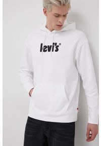 Levi's® - Levi's Bluza bawełniana męska kolor biały z kapturem z nadrukiem. Okazja: na spotkanie biznesowe. Typ kołnierza: kaptur. Kolor: biały. Materiał: bawełna. Wzór: nadruk. Styl: biznesowy