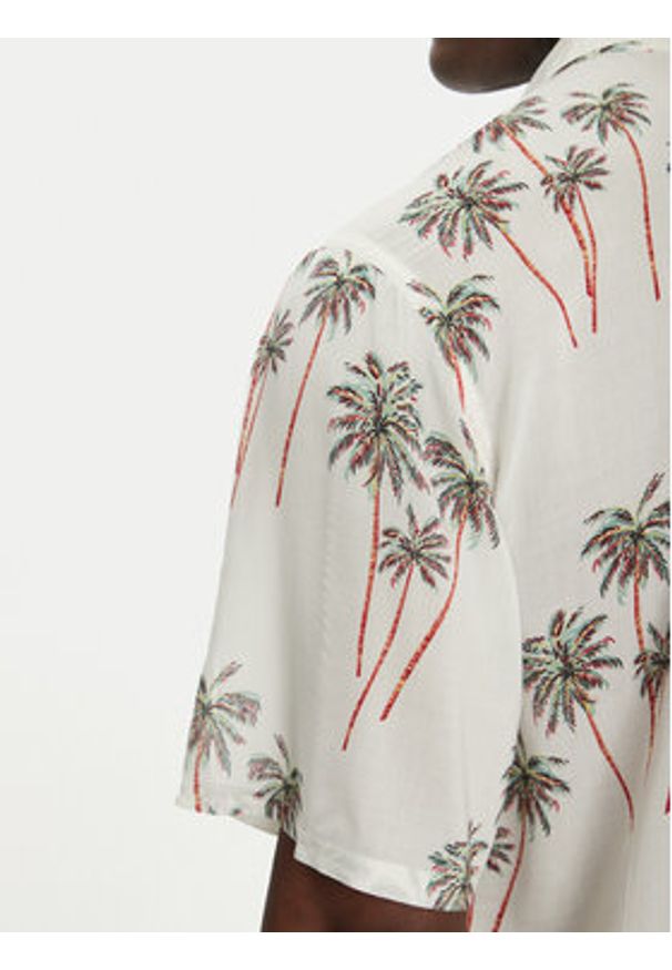 TOMMY HILFIGER - Tommy Hilfiger Koszula Bowling Shirt Print UM0UM03227 Beżowy Regular Fit. Kolor: beżowy. Materiał: syntetyk. Wzór: nadruk