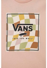 Vans t-shirt bawełniany dziecięcy CHECKER BOX CREW VN000795BQL1 kolor pomarańczowy. Kolor: pomarańczowy. Materiał: bawełna. Długość rękawa: krótki rękaw. Długość: krótkie. Wzór: nadruk. Styl: klasyczny #3