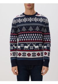 Reserved - Sweter ze świątecznym motywem - wielobarwny. Materiał: bawełna, dzianina. Styl: wizytowy #1
