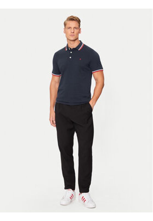 Jack & Jones - Jack&Jones Polo Paulos 12136668 Granatowy Slim Fit. Typ kołnierza: polo. Kolor: niebieski. Materiał: bawełna