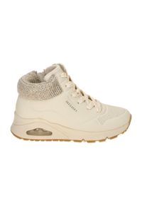 skechers - Buty zimowe dziewczęce, Uno Gen1 - Darling Daze. Wysokość cholewki: za kostkę. Zapięcie: sznurówki. Kolor: beżowy. Materiał: materiał. Szerokość cholewki: normalna. Sezon: zima. Model: Skechers Sport. Sport: turystyka piesza