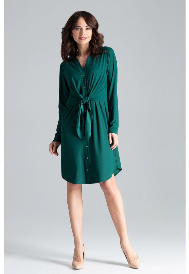 Lenitif - Sukienka koszulowa szmizjerka z wiązaniem w pasie. Okazja: do pracy. Typ sukienki: szmizjerki, koszulowe