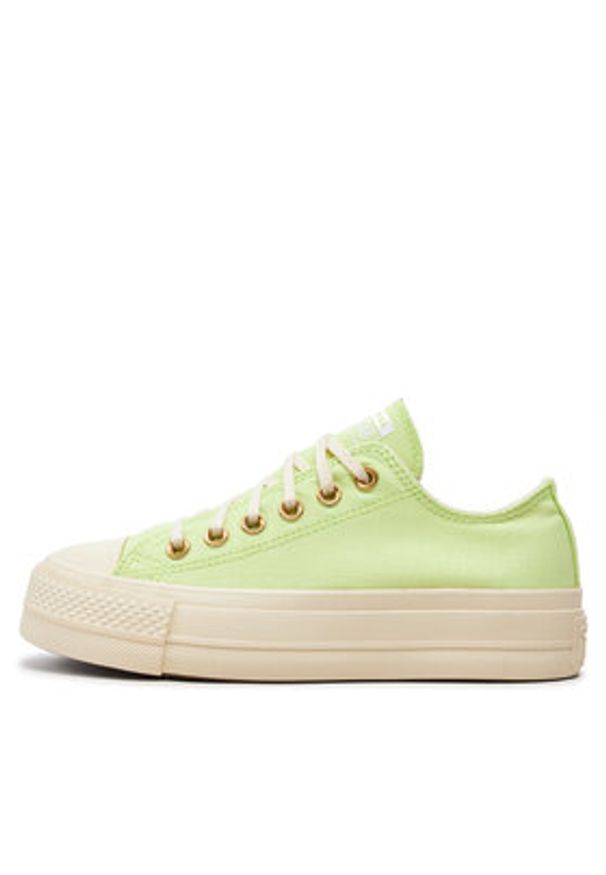 Converse Trampki Chuck Taylor All Star Lift Platform Ox A09913C Zielony. Kolor: zielony. Materiał: materiał. Obcas: na platformie