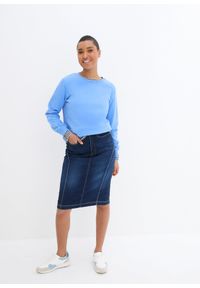 bonprix - Spódnica high-waist ze stretchem i wygodnym paskiem. Stan: podwyższony. Kolor: niebieski #2