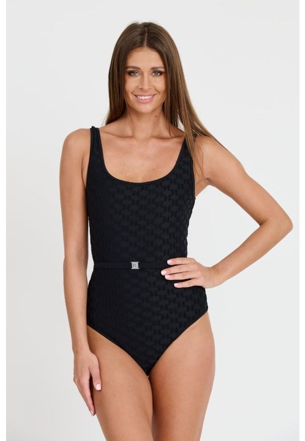 Karl Lagerfeld - KARL LAGERFELD Czarny strój kąpielowy Kl Monogram Swimsuit. Kolor: czarny