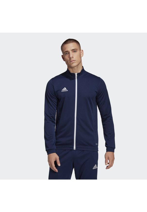 Adidas - Entrada 22 Track Jacket. Kolor: niebieski. Materiał: poliester, materiał. Sport: piłka nożna