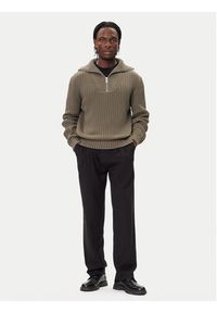 Hugo - HUGO Sweter Srigg 50547002 Beżowy Relaxed Fit. Kolor: beżowy. Materiał: bawełna #3