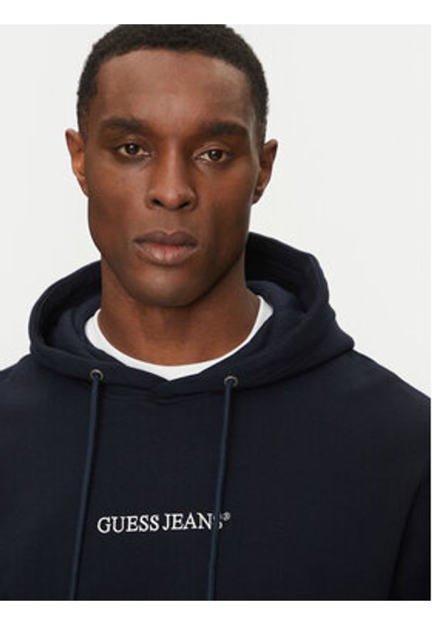 Guess Jeans Bluza M5RQ38 KCPR1 Granatowy Regular Fit. Kolor: niebieski. Materiał: bawełna