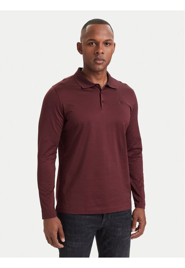 Karl Lagerfeld - KARL LAGERFELD Polo 745000 564200 Bordowy Regular Fit. Typ kołnierza: polo. Kolor: czerwony. Materiał: bawełna
