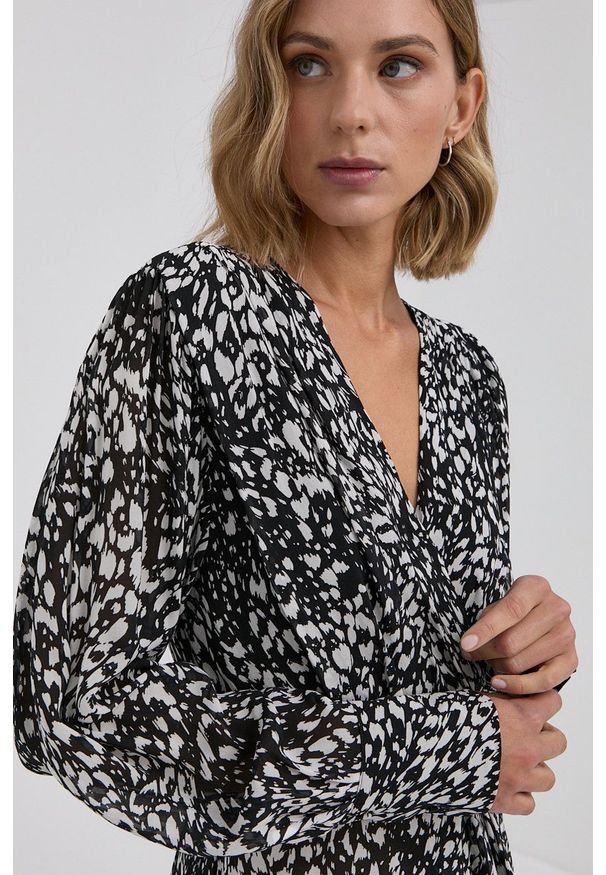 The Kooples - Bluzka. Kolor: czarny. Materiał: tkanina. Długość rękawa: długi rękaw. Długość: długie