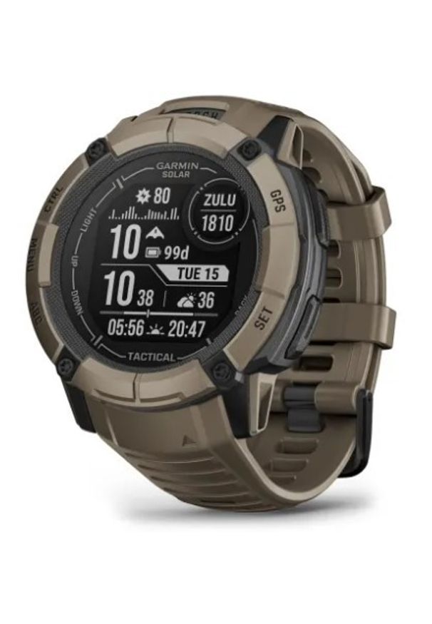GARMIN - Zegarek sportowy Garmin Instinct 2X Solar Tactical Edition (jasnobrązowy / jasnobrązowy pasek). Rodzaj zegarka: smartwatch. Kolor: brązowy. Styl: sportowy