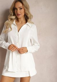 Renee - Biała Koszula Ozdobiona Subtelną Koronką Anelima. Kolor: biały. Materiał: koronka. Wzór: koronka, aplikacja. Styl: elegancki