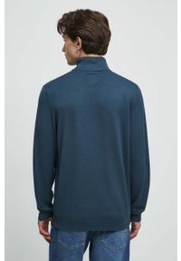 medicine - Medicine sweter męski kolor turkusowy lekki z golferm. Typ kołnierza: golf. Kolor: turkusowy. Materiał: dzianina. Długość rękawa: długi rękaw. Długość: długie. Wzór: gładki #3